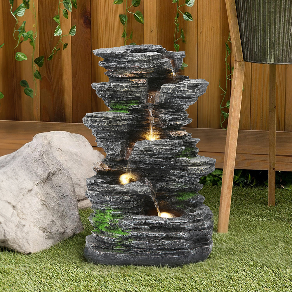 Outdoor Water Fountain Rockery Decor Solar-Powered